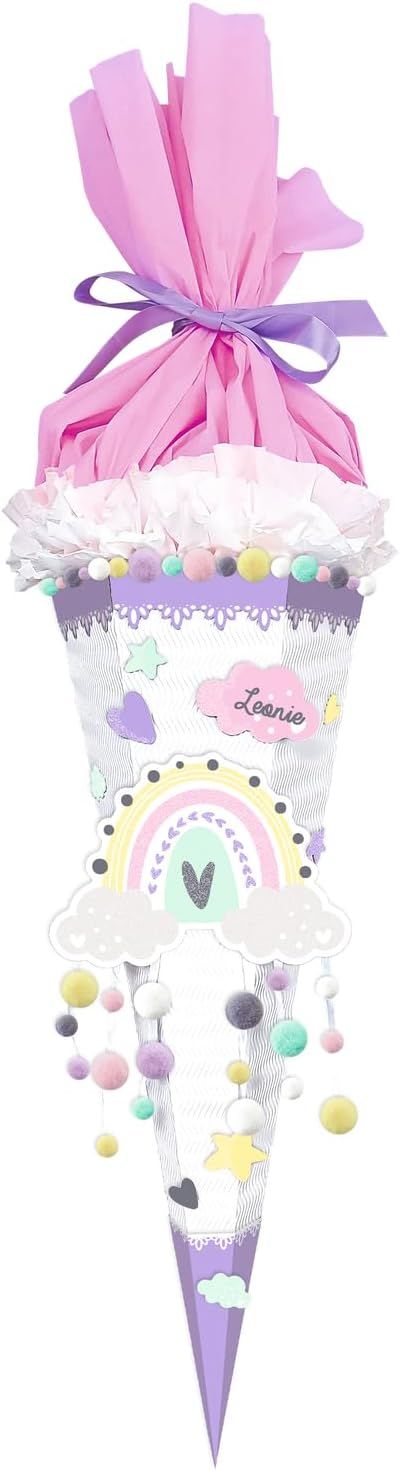 Ursus 987 00 21 - Zestaw do tworzenia tęczowych stożków szkolnych Easy Line, fioletowy, sześciokątny, wstępnie pocięta tektura falista 3D, 68 cm, średnica ok. 20 cm