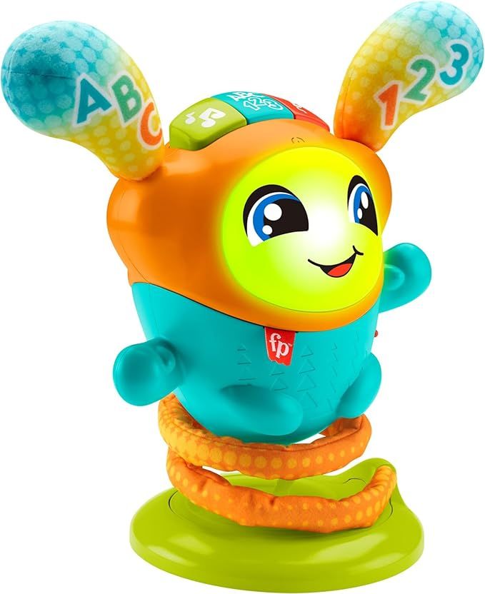 Fisher-Price DJ Bouncin' Beats wersja niemiecka, zabawki dla niemowląt od 12 miesięcy, zabawki sensoryczne dla dzieci w wieku 1 roku 9-36 m, HJP94