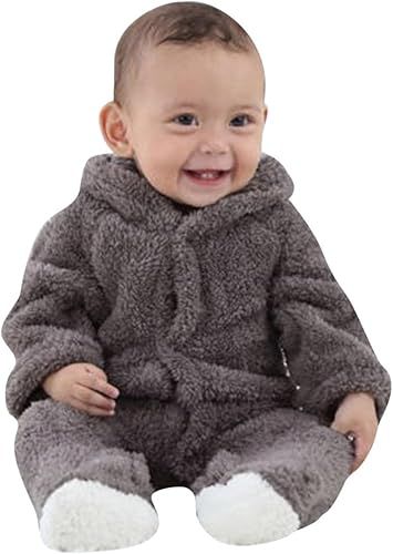 Kombinezon Niemowlęcy "Miś" – Ciepły Pajac Polarowy z Kapturem i Uszkami (Jesień/Zima)