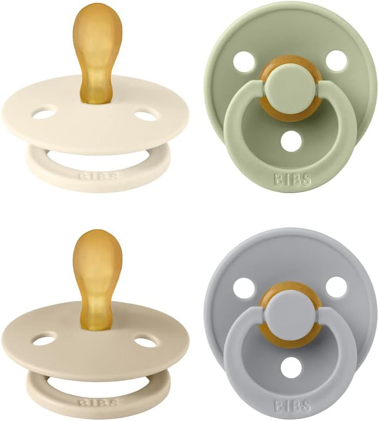 BIBS Kolorowy Symetryczny Smoczek 4-pack, smoczek bez BPA, symetryczny smoczek. Naturalny kauczuk lateksowy, wyprodukowany w Danii. 0-6 miesięcy (paczka 4), Cloud Mix