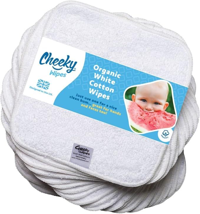 Cheeky Wipes – Organiczne Premium Premium Heavy Cotton Cotton 25 pack chusteczek dla niemowląt – 15x15cm wielorazowe chusteczki do ręcznika, extra miękkie i idealne do mycia dłoni i twarzy dziecka | P