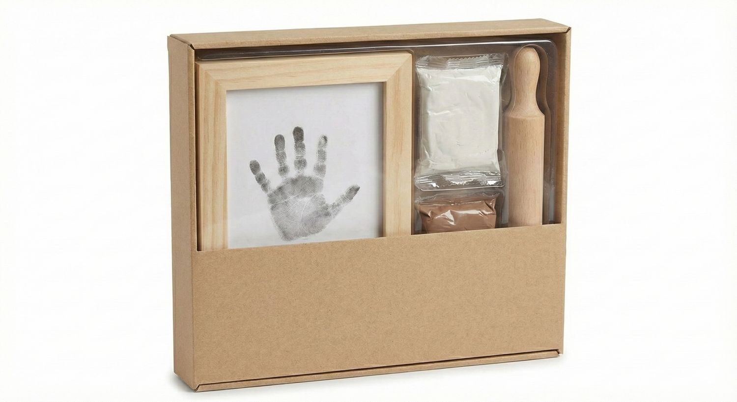 Zestaw Pamiątkowy Odcisk Rączki i Stópki Niemowlaka | Idealny Prezent na Narodziny | Ramka 2w1