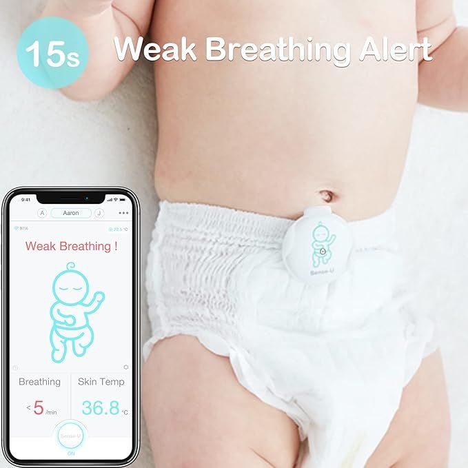 Sense-U Baby Monitor 2 | Monitor Oddechu, Temperatury i Pozycji | Na Pieluszkę