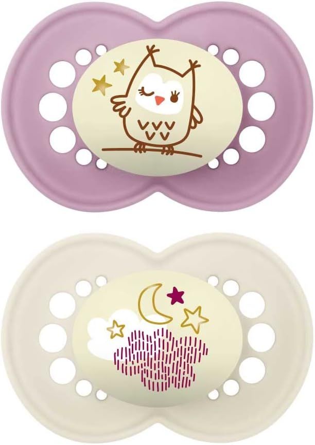 MAM Original Night – Świecące w Nocy Smoczki Silikonowe (2 szt.) – Zestaw ze Sterylizatorem