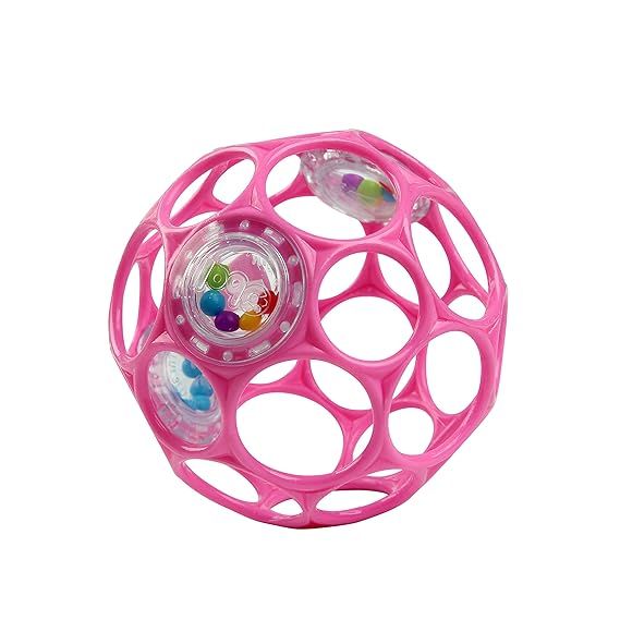 Bright Starts Oball Rattle – Kultowa Grzechotka i Gryzak dla Niemowląt (Różowa) 0m+