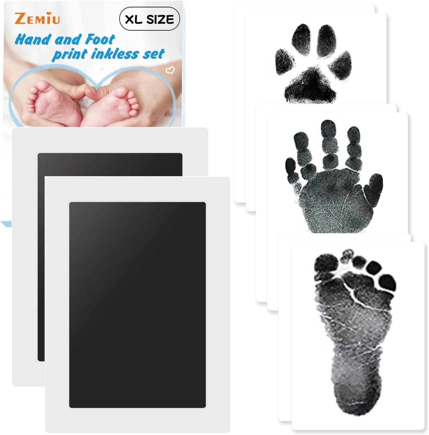 Zestaw XL do Odcisku Rączki i Stópki – Bez Brudzenia (Clean-Touch) – 2 Sztuki + 6 Kart Zestaw XL do Odcisku Rączki i Stópki – Bez Brudzenia (Clean-Touch) – 2 Sztuki + 6 Kart