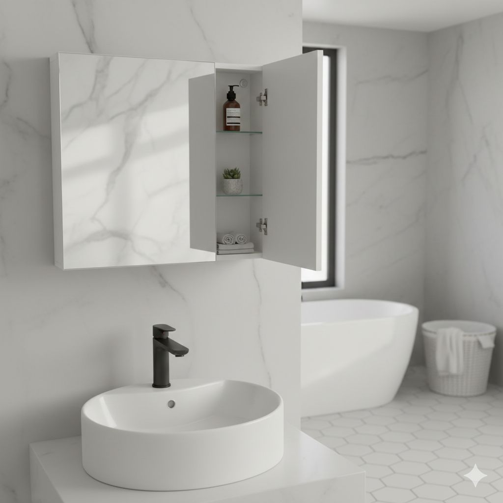 🛁 Wisząca Szafka Łazienkowa VASAGLE z Lustrem – Styl i Porządek