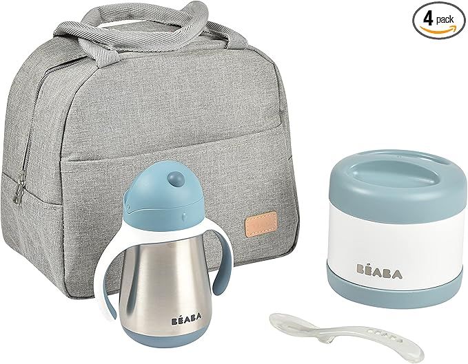 BEABA Isothermal Baby Meal Set and Accessories – Lunchbox &amp; Termo Zestaw „Windy Blue”