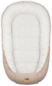 PIMKO Baby Nest – kokon niemowlęcy z bawełny muślinowej (55 × 90 cm, Beige Muslin)