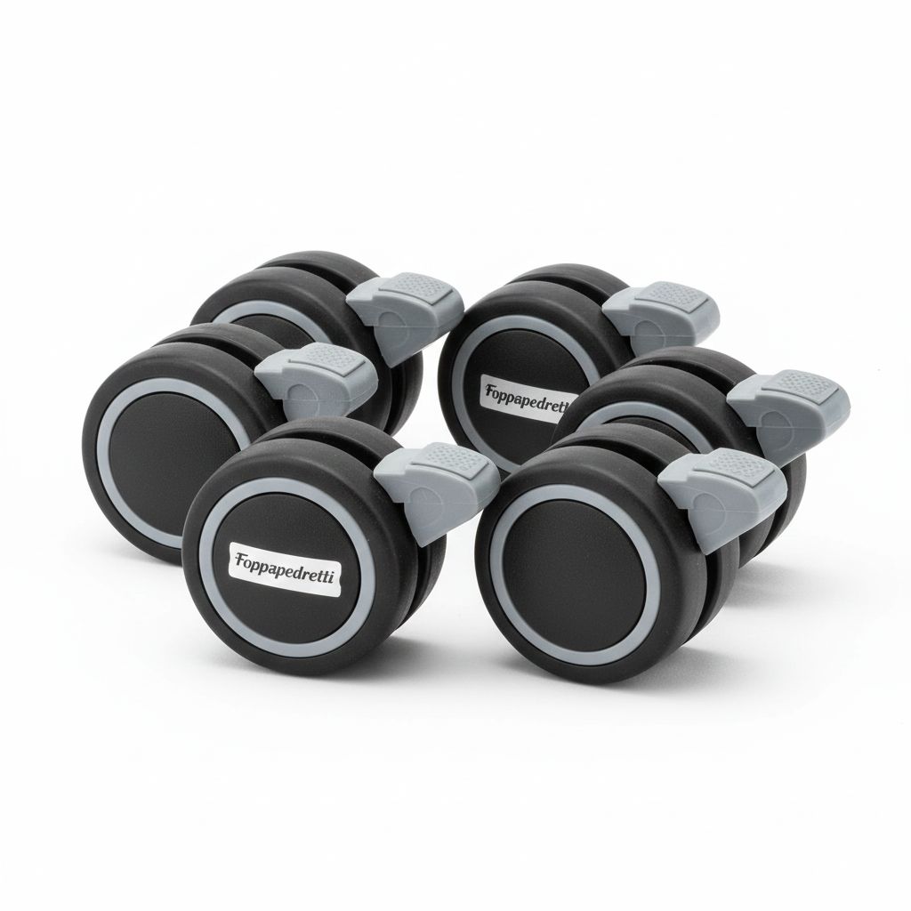 Foppapedretti Zestaw 4 Kółek Nylonowych – Części Zamienne do Łóżeczek Dziecięcych, Gumowane, Ciche