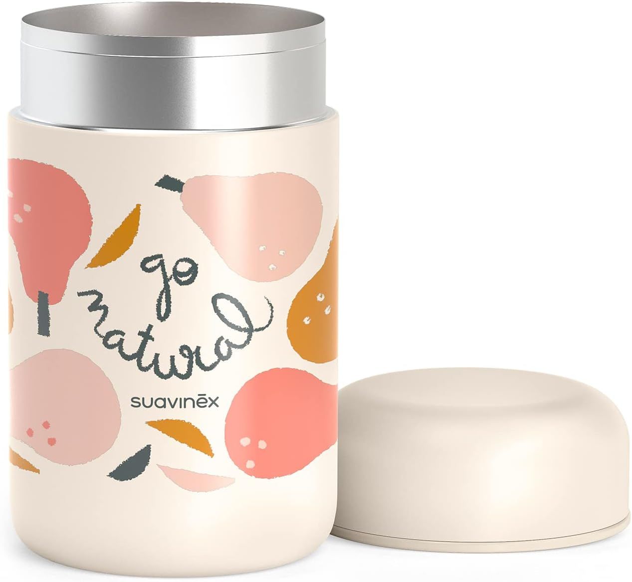 Suavinex Termos Obiadowy 400 ml – Stal Nierdzewna, Utrzymuje Temperaturę do 6h | Kolor: Pear Beige