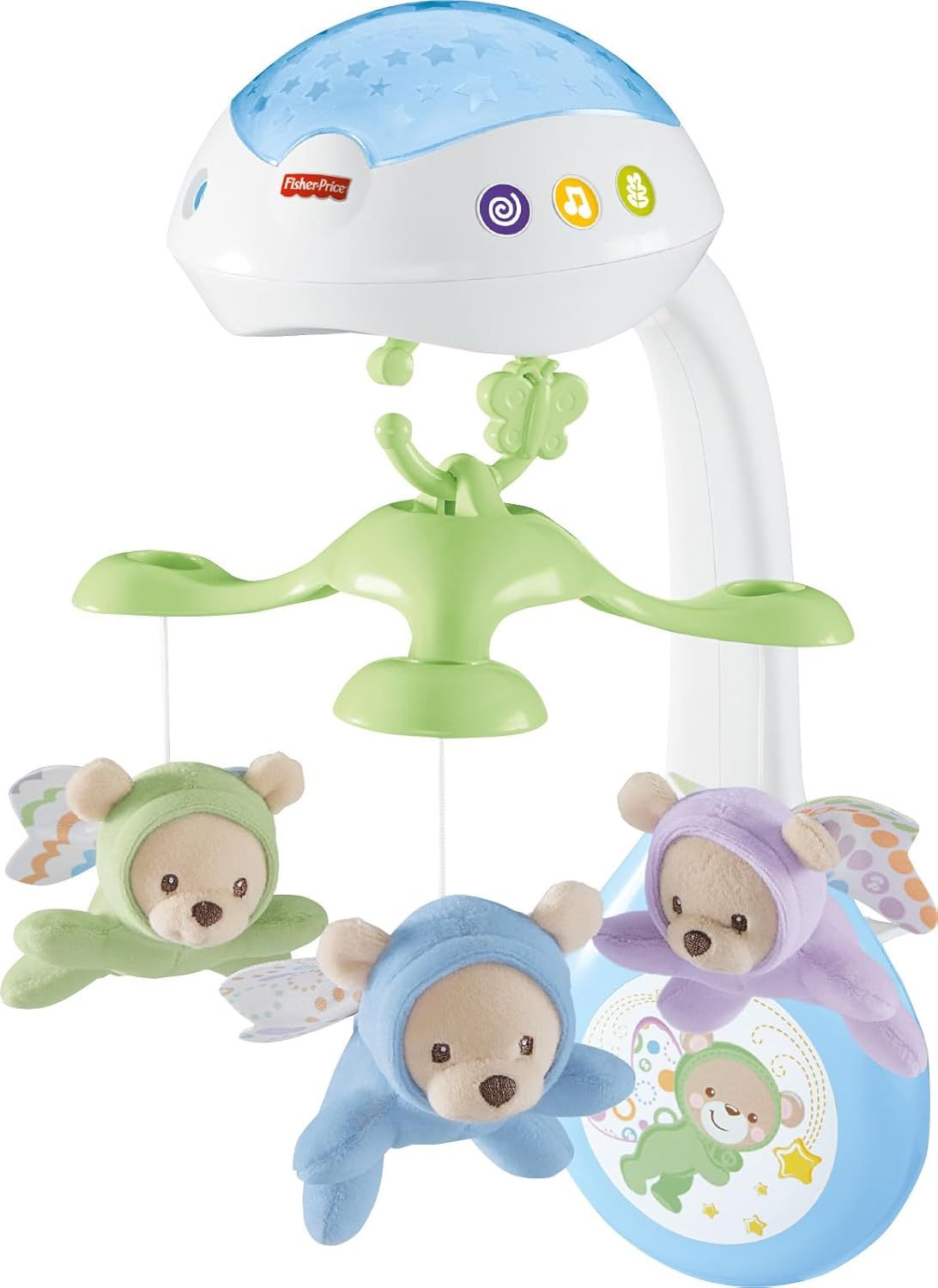 Fisher-Price Karuzela z misiami 3 w 1 z dźwiękami i pokazem światełek, dla dzieci od narodzin​, CDN41