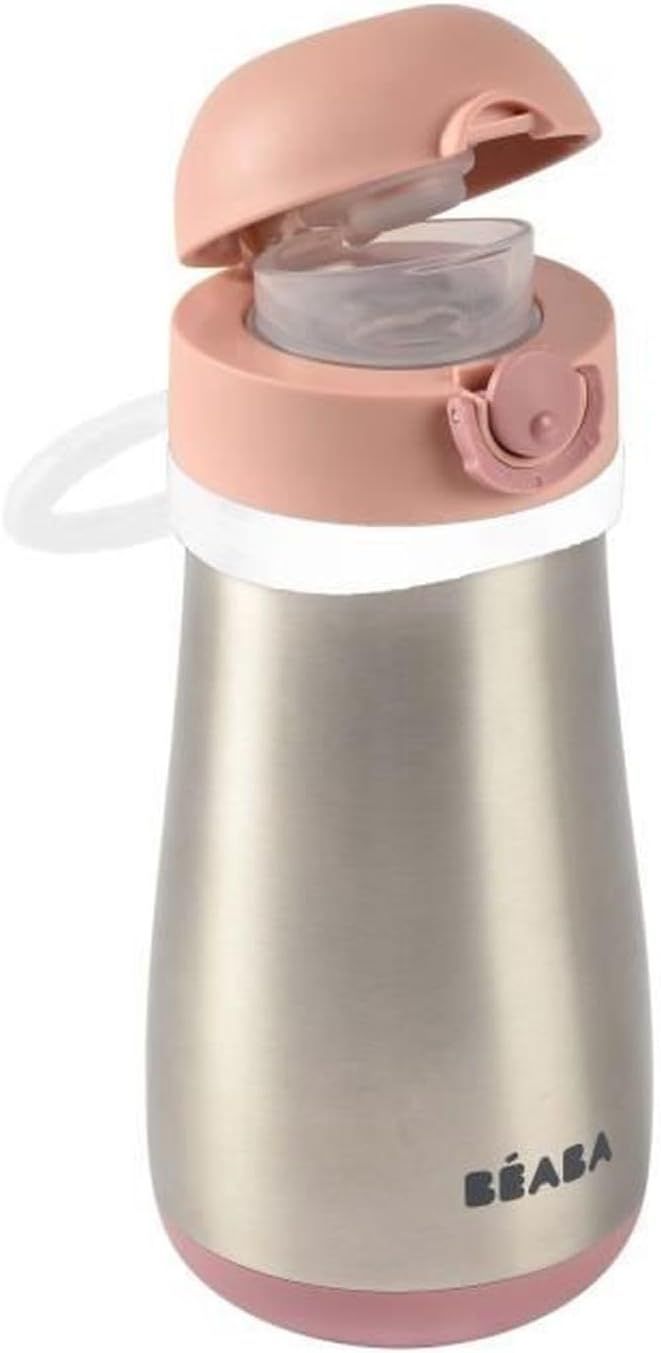 BÉABA Butelka Termiczna 2 w 1 ze Stali Nierdzewnej 350 ml – Niekapka i Bidon, Old Pink