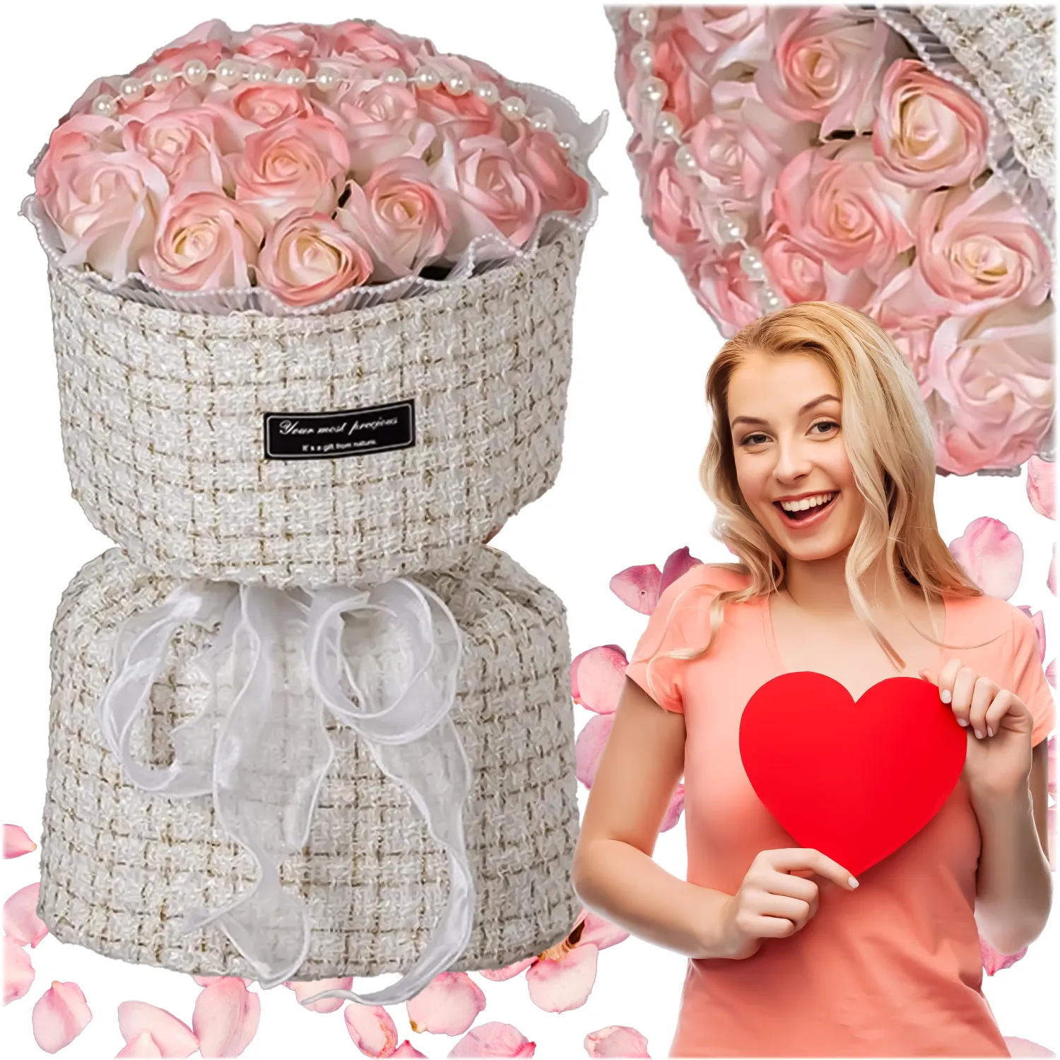 🌸 Mydlane Róże Różowe – Elegancki Flower Box Premium