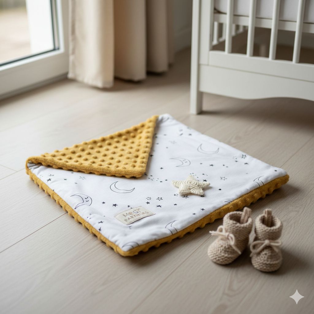 Kocyk dziecięcy 75x100cm Medi Partners Dwustronny Wielofunkcyjny Do wózków Minky Miękki Przytulny 100% Bawełna