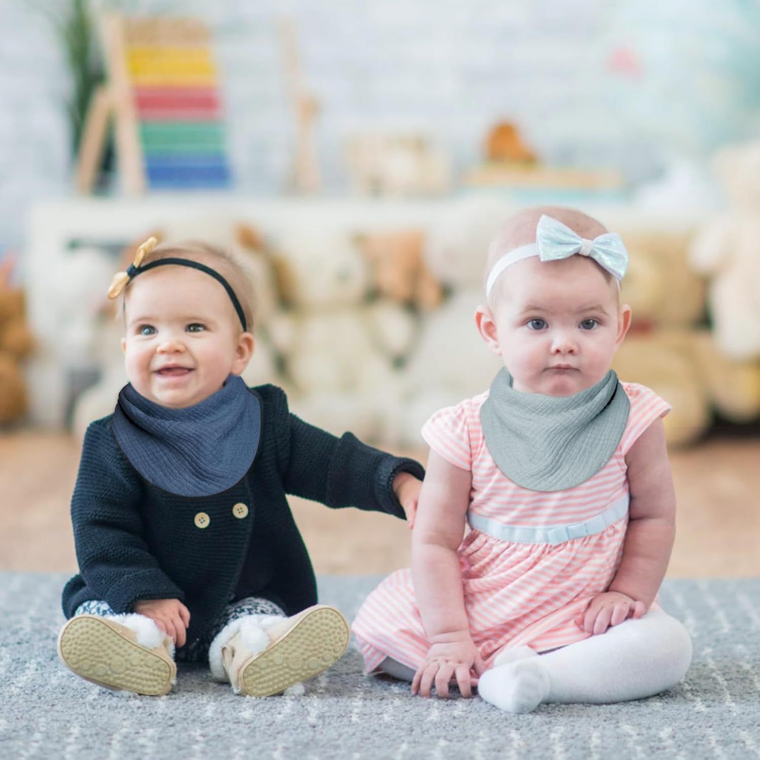 lulumoon Baby Bibs "Ocean Blue" – Zestaw 8 Muślinowych Śliniaków-Apaszek