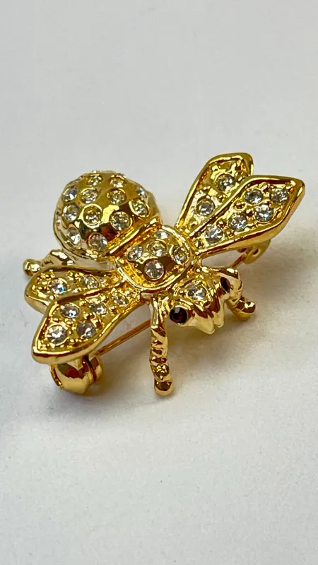 Vintage Bienen-Brosche mit Strass