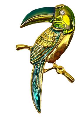 Vintage Brosche aus Emaille und Strasstein Vintage Brosche aus Emaille und Strasstein