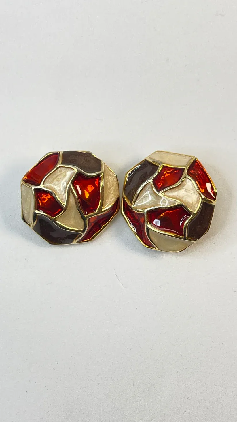 Vintage Emaille Ohrclips aus den 90ies