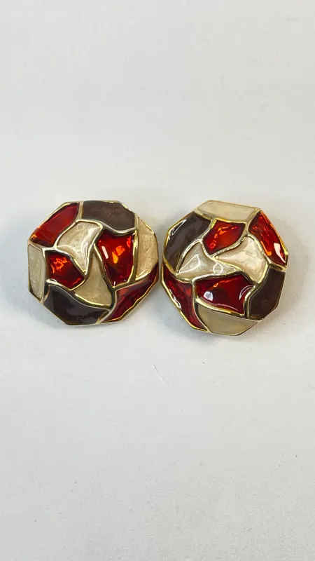 Vintage Emaille Ohrclips aus den 90ies