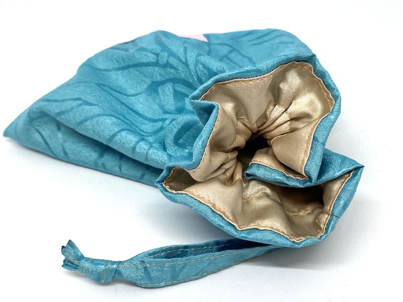 Wristlet/ Geschenkbeutel türkis mit goldfarbenem Futter