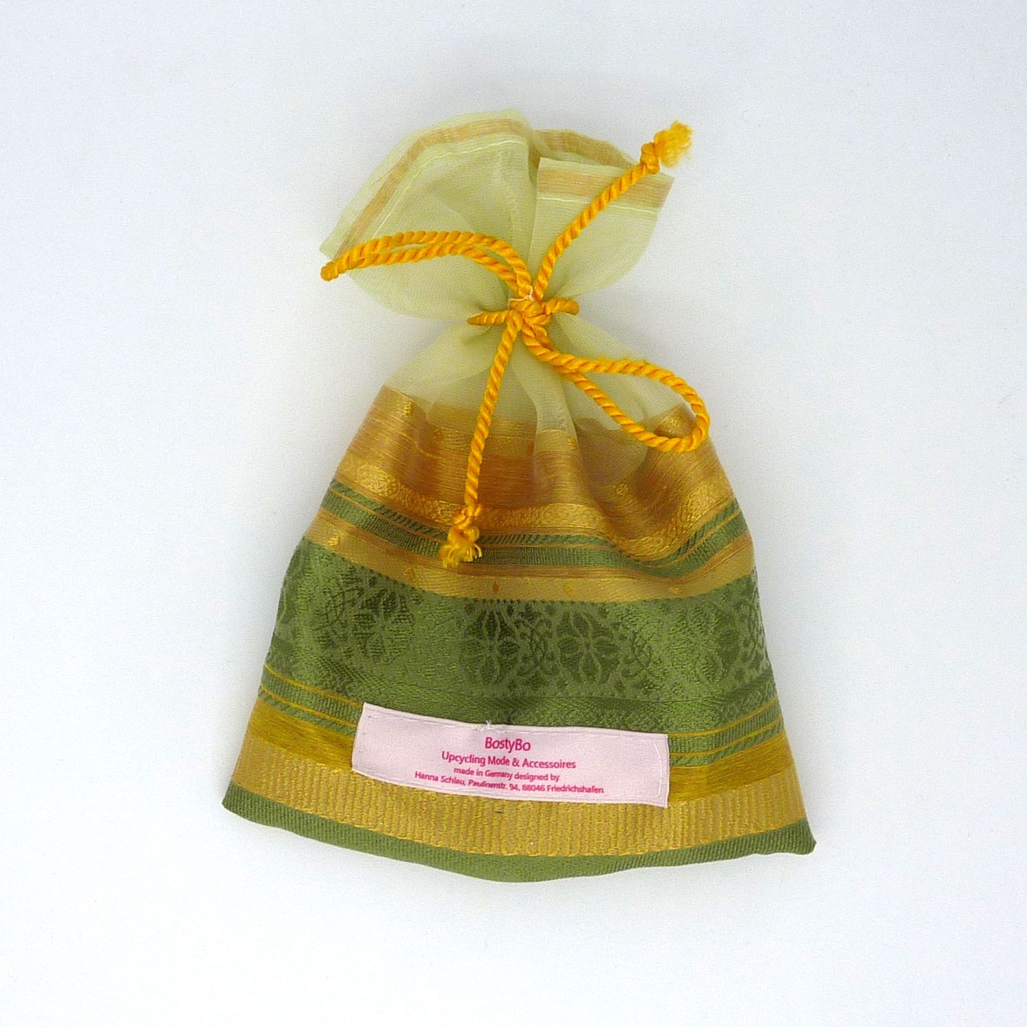 Geschenkbeutel grün-gold – festlich &amp; edel