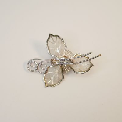 Vintage Brosche Blüte mit Blättern