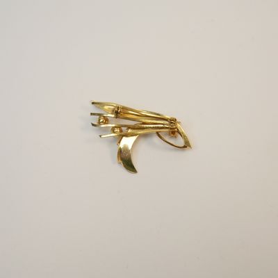 Mid-Century Brosche – goldfarben mit Perlen