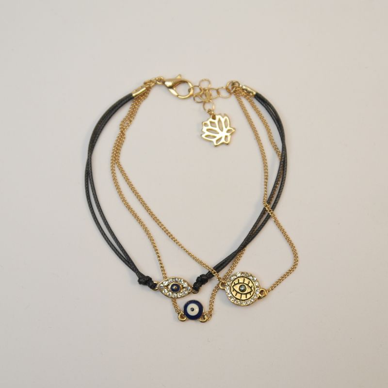 Armband im Lagen-Look – mit Augen-Motiven und goldfarbenen Details