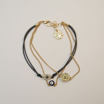 Armband im Lagen-Look – mit Augen-Motiven und goldfarbenen Details Armband im Lagen-Look – mit Augen-Motiven und goldfarbenen Details