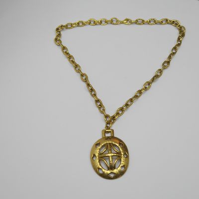 Gliederkette mit großem Medaillon-Anhänger, goldfarben