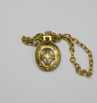 Gliederkette mit großem Medaillon-Anhänger, goldfarben