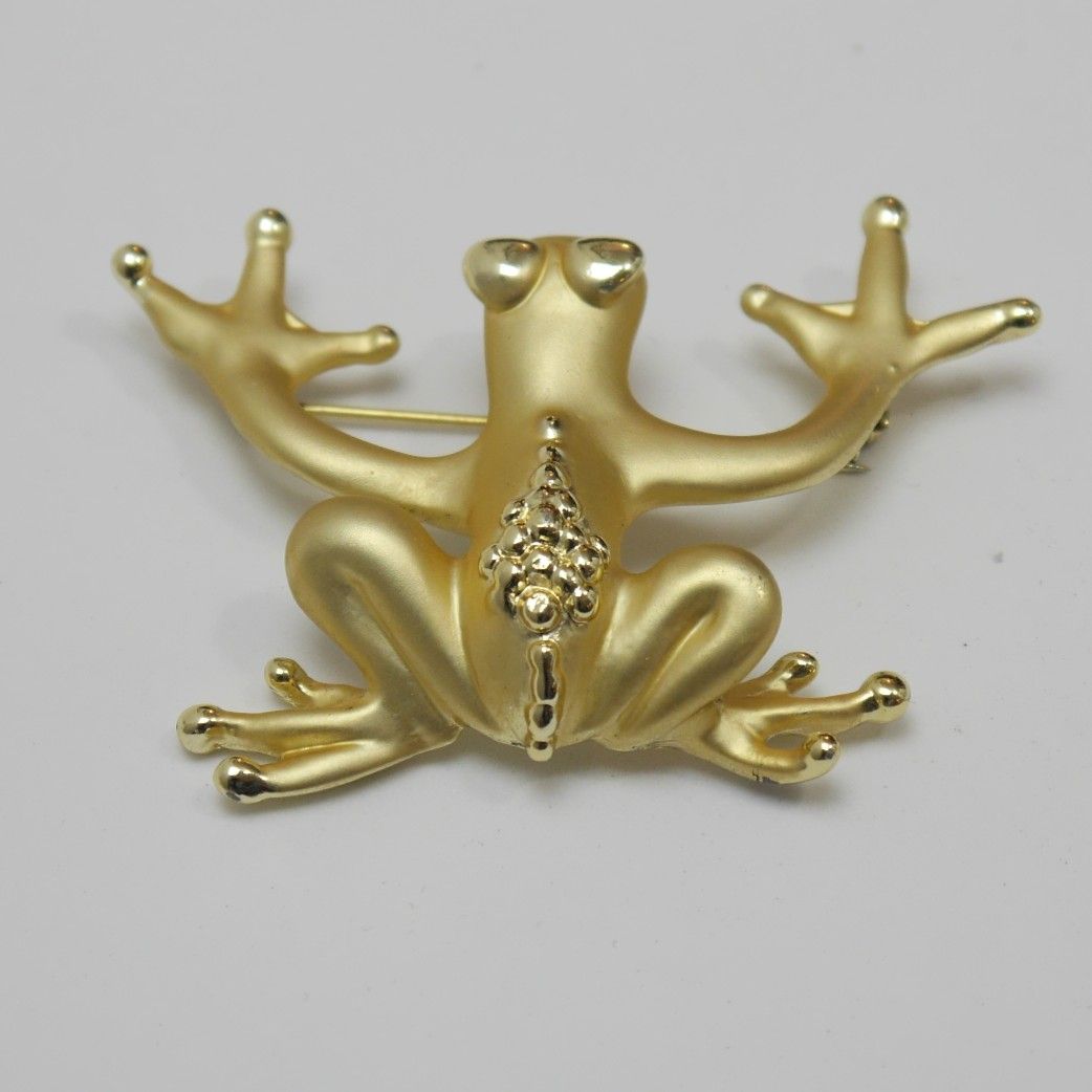 Goldfarbene Frosch-Brosche