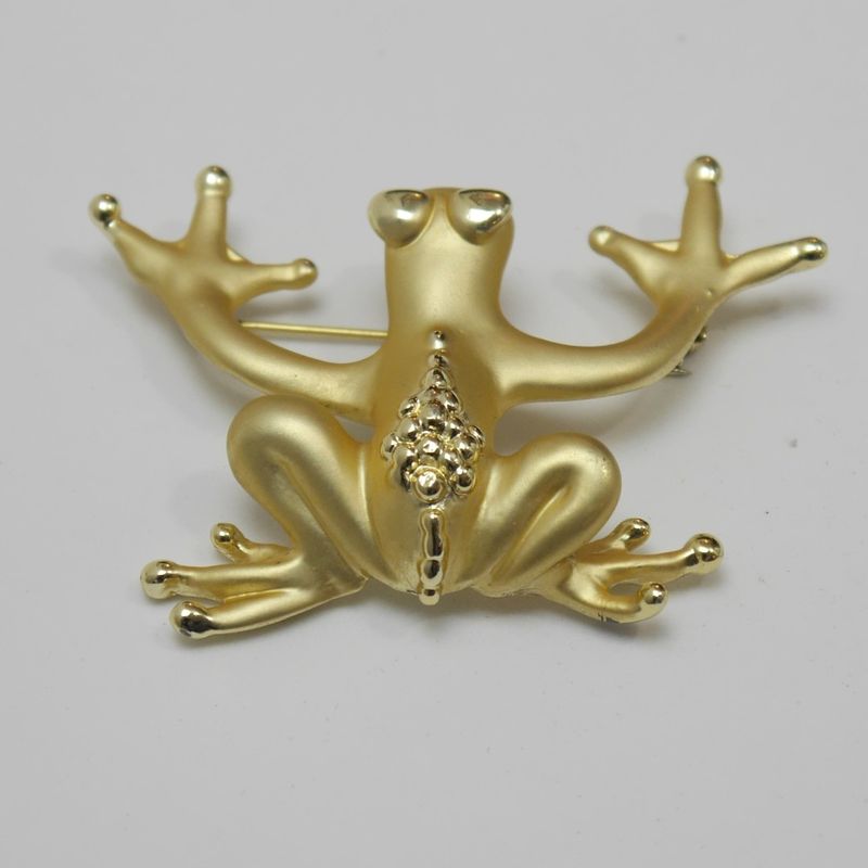 Goldfarbene Frosch-Brosche