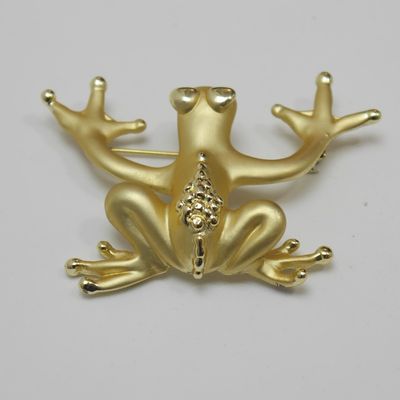 Goldfarbene Frosch-Brosche