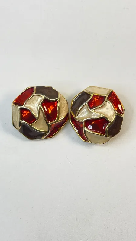 Vintage Emaille Ohrclips aus den 90ies