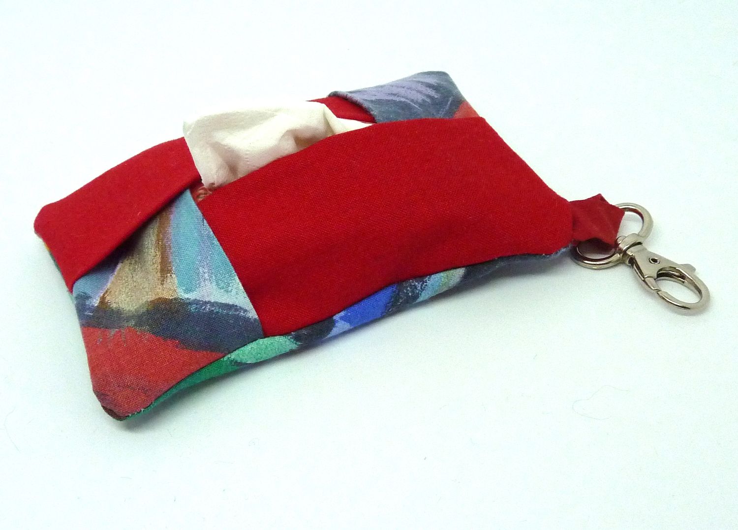 Spendertäschchen mit Karabiner – für Taschentücher oder Hundetüten,  rot &amp; bunt