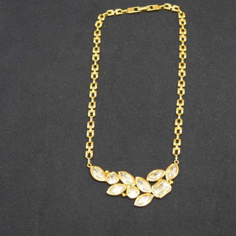 ✨ Vintage Statementkette in Goldoptik mit facettiertem Strass