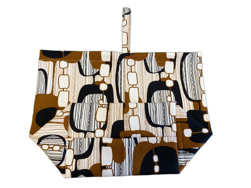 Design-Aufbewahrungsbeutel mit grafischem Muster – Braun &amp; Creme
