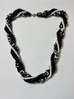 Vintage Perlenkette Schwarz-Weiß