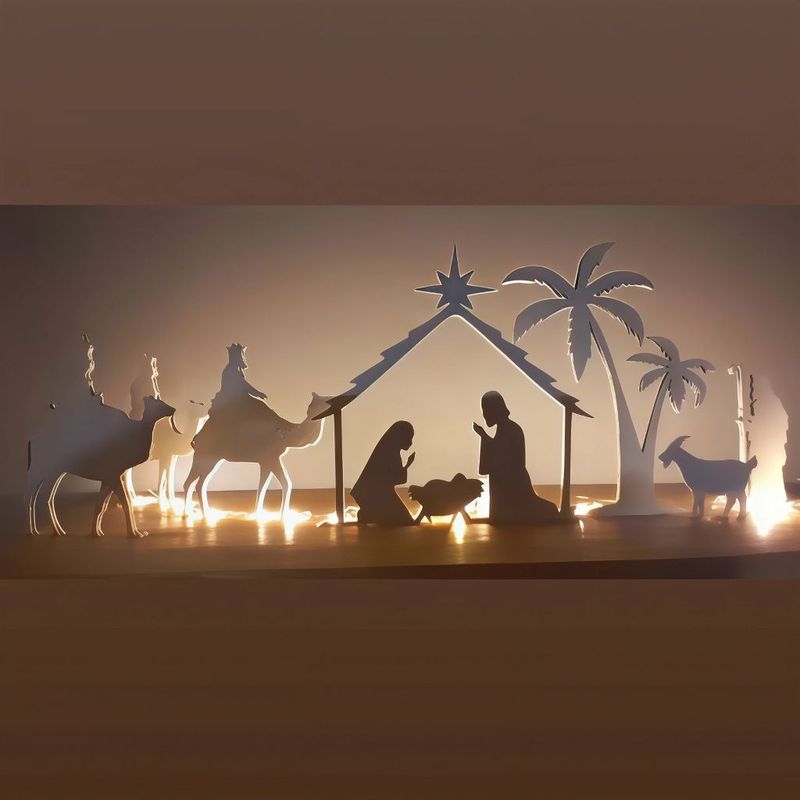 Pesebre madera con luz