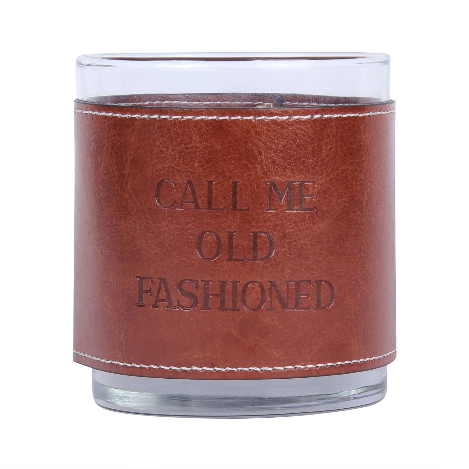 Leather Rocks Glass - Call Me Old Fashioned Faux