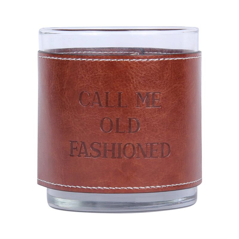 Leather Rocks Glass - Call Me Old Fashioned Faux