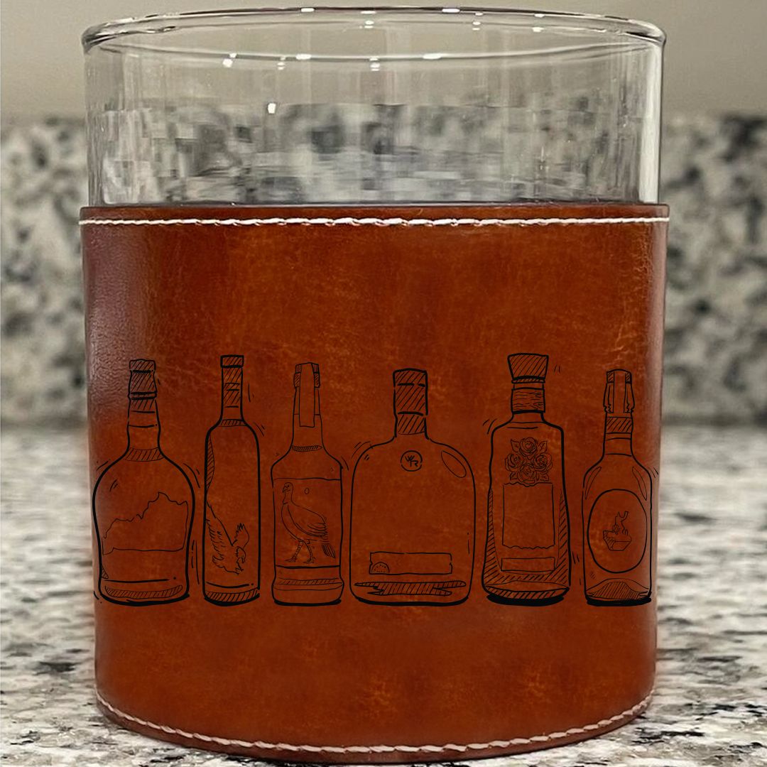 Leather Rocks Glass -Bourbons of Kentucky
