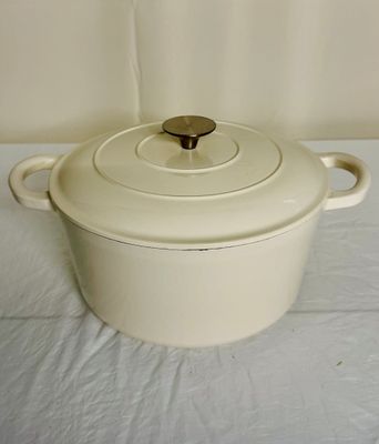 Classic White 6 Qt Enameled Cast Iron Dutch Oven with Lid â€“ Oven Safe to 500Â°F