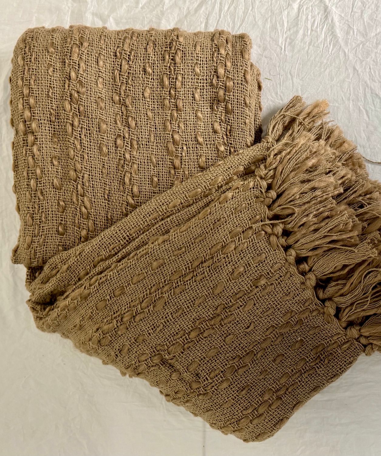 Brown Woven Fringed Throw Blanket