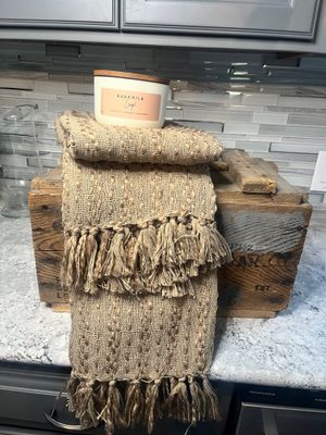 Throw &amp; Candle Basket