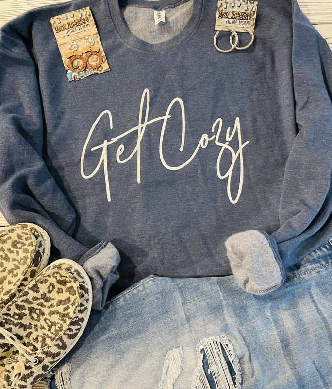 Get Cozy DTG Tultex Heathered Denim Graphic Sweatshirt