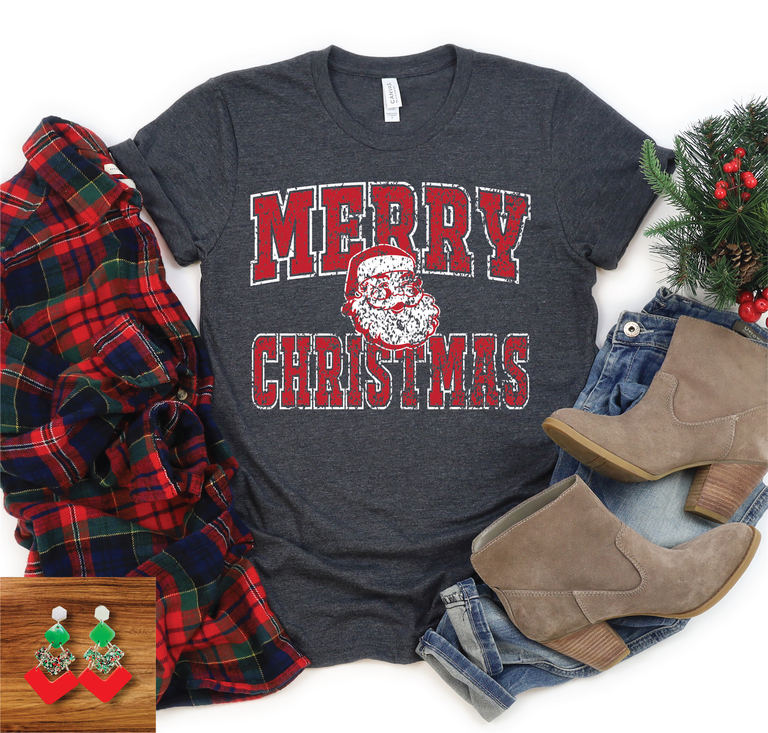 Merry Christmas Santa, Size: Heather Dark Grey Adult Medium Sweatshirt