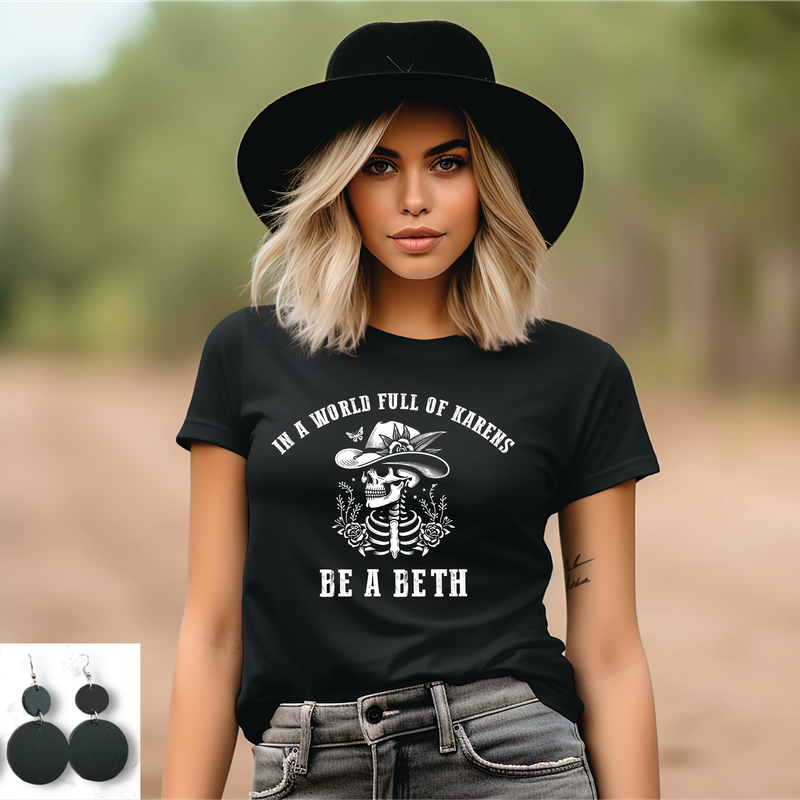 Be A Beth Unisex Black Cotton Graphic Tee